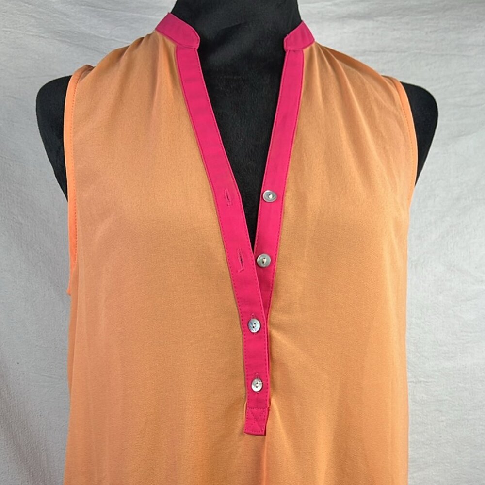Sunday in Brooklyn Orange and Pink Colorblock Sleeveless Tunic Artsy Rainbow
